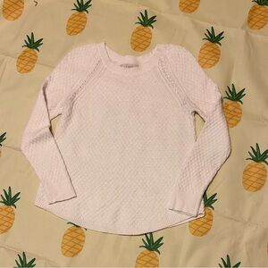 Loft White Cotton/Wool Blend Crew Neck Sweater